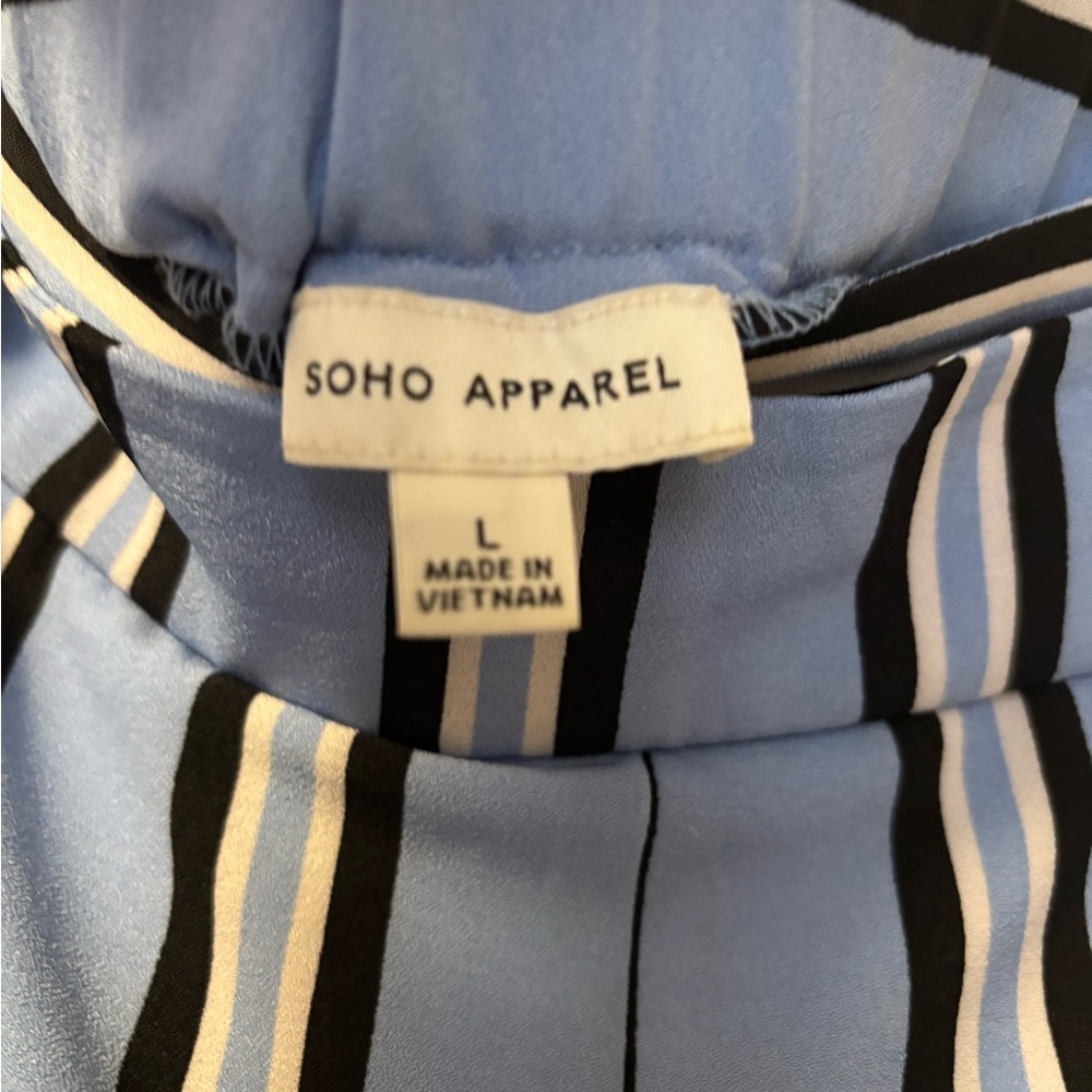 NWOT Flowy Striped Blue and Black Pants size  Large - Picture 4 of 4